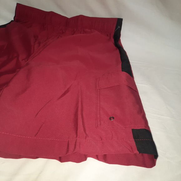 New Open Trails Men's Red Black Stripes down legs Swim Board Shorts Size M - Picture 4 of 6